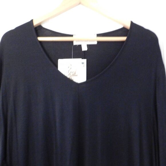NEW Anthony Originals Black Tunic Top Dress Pockets Asymmetrical Hemline Size 2X - Picture 2 of 5